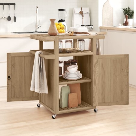 vidaXL Carrito de bar madera maciza de teca 70x50x90 cm