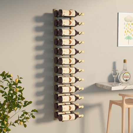 vidaXL Botellero de pared para 24 botellas hierro dorado