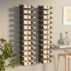 vidaXL Botellero de pared para 24 botellas 2 unidades hierro dorado