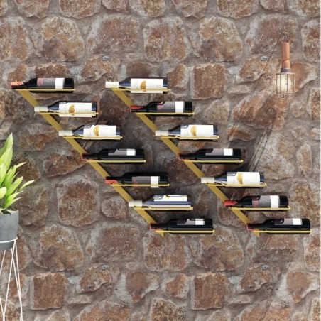 vidaXL Botellero de pared para 7 botellas 2 unidades metal dorado