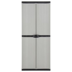 vidaXL Armario de jardín con 3 estantes gris y negro 68x40x168 cm