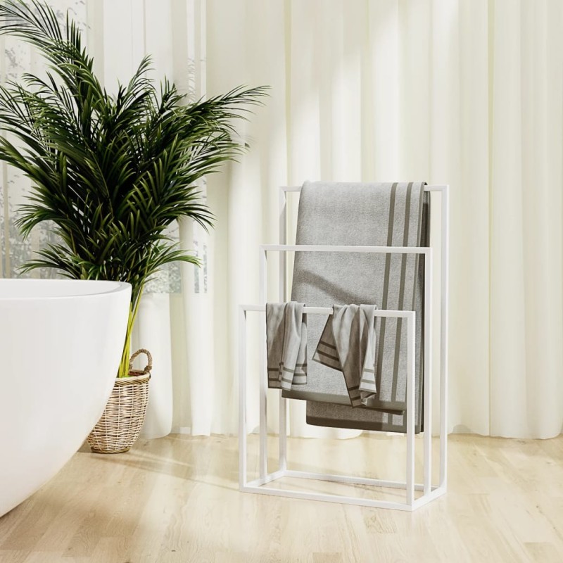 vidaXL Toallero de pie de hierro blanco 48x24x79 cm vidaXL Toallero de pie de hierro blanco 48x24x79 cm