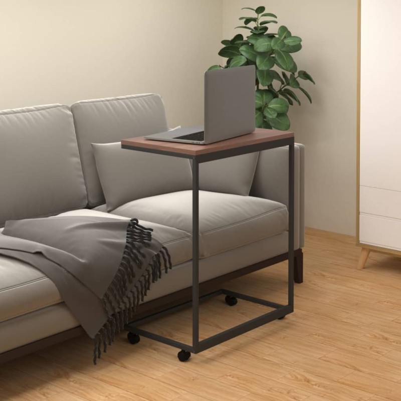 vidaXL Mesa auxiliar con ruedas de contrachapado negro 55x35x70 cm vidaXL Mesa auxiliar con ruedas de contrachapado negro 55x35x70 cm