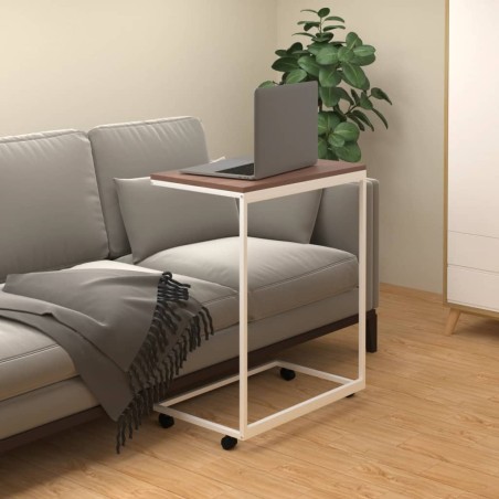 vidaXL Mesa auxiliar con ruedas de contrachapado blanco 55x35x70 cm
