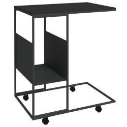vidaXL Mesa auxiliar con ruedas contrachapado negro 55x36x63,5 cm