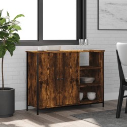 vidaXL Aparador de madera de ingeniería roble ahumado 100x33x75 cm