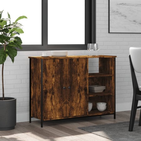 vidaXL Aparador de madera de ingeniería roble ahumado 100x33x75 cm