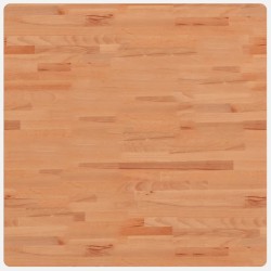 vidaXL Tablero de mesa cuadrado de madera maciza de haya 80x80x4 cm