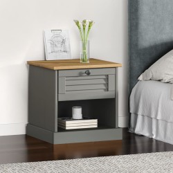 vidaXL Mesita de noche VIGO madera maciza de pino gris 42x35x40 cm