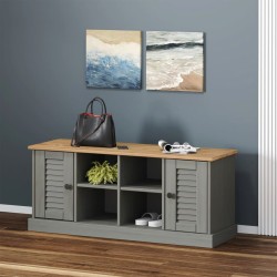 vidaXL Banco zapatero VIGO madera maciza de pino gris 106x35x45 cm