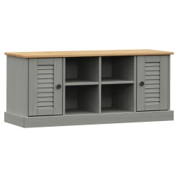 vidaXL Banco zapatero VIGO madera maciza de pino gris 106x35x45 cm