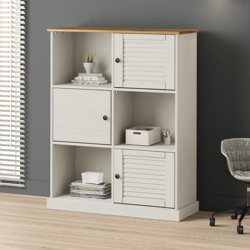 vidaXL Librería VIGO madera maciza de pino blanco 90x35x114,5 cm vidaXL Librería VIGO madera maciza de pino blanco 90x35x114,5 cm