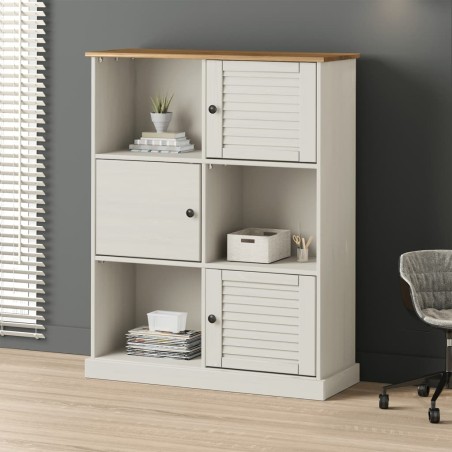 vidaXL Librería VIGO madera maciza de pino blanco 90x35x114,5 cm