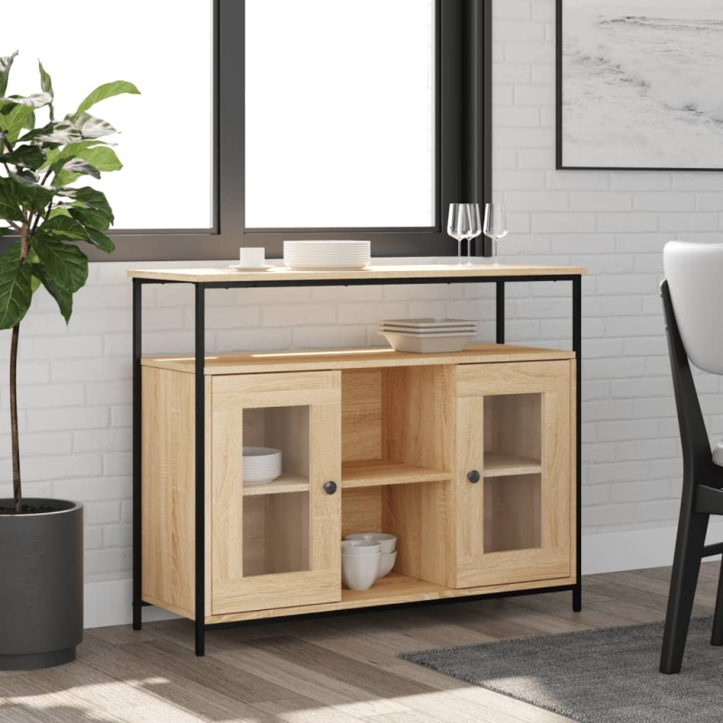 vidaXL Aparador de madera de ingeniería roble Sonoma 100x35x80 cm vidaXL Aparador de madera de ingeniería roble Sonoma 100x35x80 cm