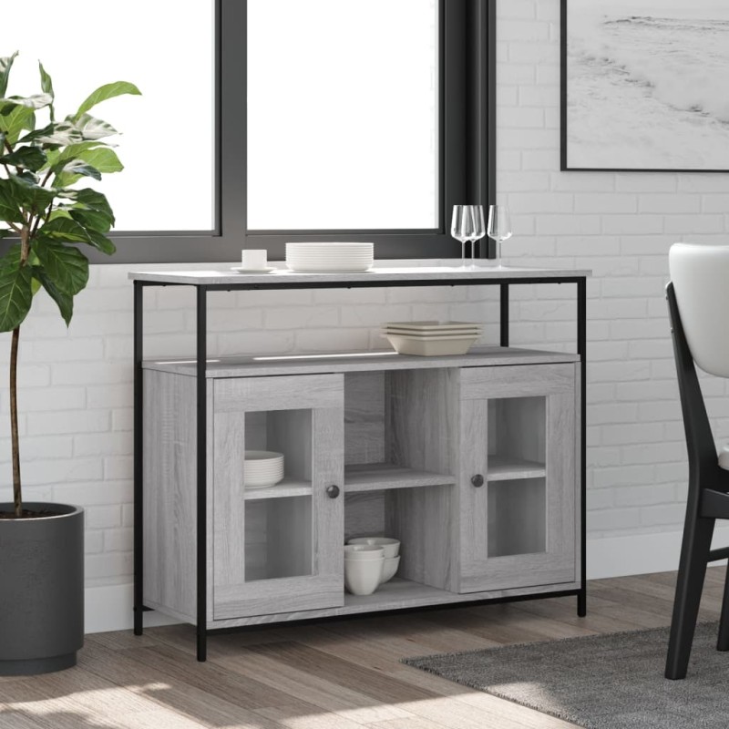 vidaXL Aparador de madera de ingeniería gris Sonoma 100x35x80 cm vidaXL Aparador de madera de ingeniería gris Sonoma 100x35x80 cm