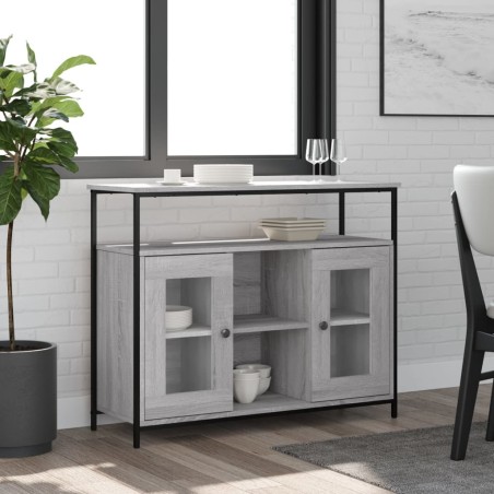 vidaXL Aparador de madera de ingeniería gris Sonoma 100x35x80 cm