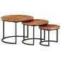 vidaXL Mesas apilables 3 piezas madera maciza de acacia vidaXL Mesas apilables 3 piezas madera maciza de acacia