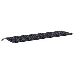 vidaXL Cojín de banco jardín tela Oxford a cuadros negro 150x50x7 cm