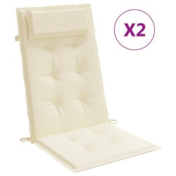 vidaXL Cojines de silla respaldo alto 2 uds tela Oxford color crema