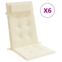 vidaXL Cojines de silla respaldo alto 6 uds tela Oxford color crema