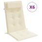 vidaXL Cojines de silla respaldo alto 6 uds tela Oxford color crema vidaXL Cojines de silla respaldo alto 6 uds tela Oxford color crema