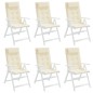 vidaXL Cojines de silla respaldo alto 6 uds tela Oxford color crema vidaXL Cojines de silla respaldo alto 6 uds tela Oxford color crema