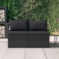 vidaXL Sofás centrales jardín con cojines 2 uds ratán sintético negro vidaXL Sofás centrales jardín con cojines 2 uds ratán sintético negro