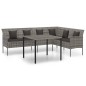 vidaXL Juego de comedor jardín 2 pzas con cojines ratán sintético gris vidaXL Juego de comedor jardín 2 pzas con cojines ratán sintético gris