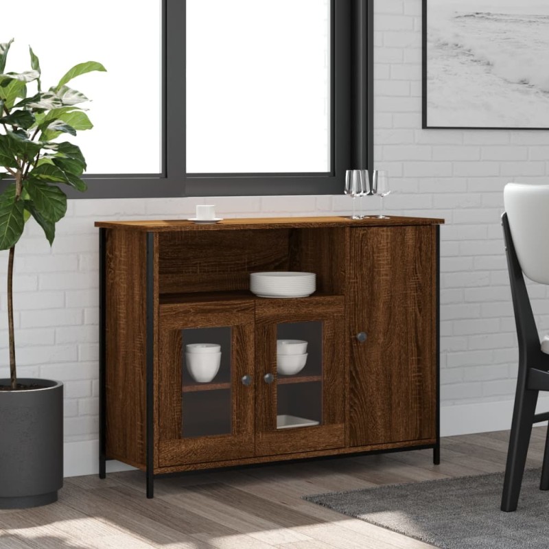 vidaXL Aparador de madera de ingeniería marrón roble 100x35x75 cm