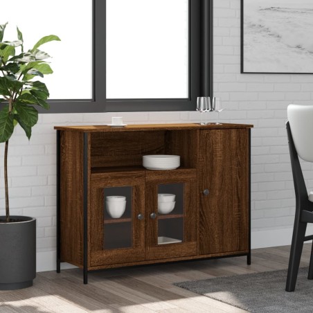 vidaXL Aparador de madera de ingeniería marrón roble 100x35x75 cm