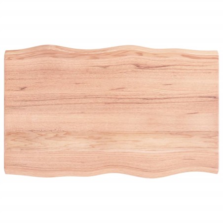 vidaXL Tablero mesa madera tratada borde natural marrón 80x50x(2-4) cm