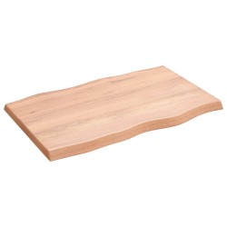 vidaXL Tablero mesa madera tratada borde natural marrón 80x50x(2-4) cm