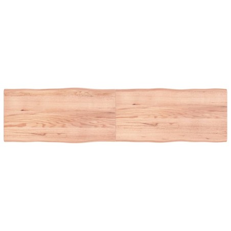 vidaXL Tablero mesa madera tratada borde natural marrón 200x50x(2-4)cm