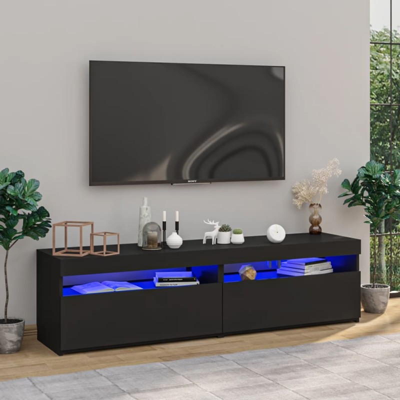 vidaXL Muebles de TV con luces LED 2 unidades negro 75x35x40 cm vidaXL Muebles de TV con luces LED 2 unidades negro 75x35x40 cm