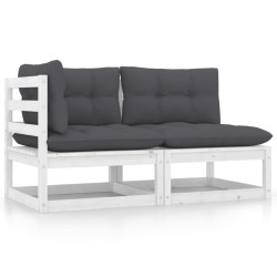 vidaXL Set de muebles de jardín 2 pzas con cojines madera pino blanco