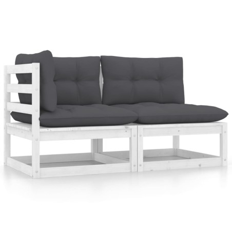 vidaXL Set de muebles de jardín 2 pzas con cojines madera pino blanco