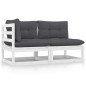 vidaXL Set de muebles de jardín 2 pzas con cojines madera pino blanco vidaXL Set de muebles de jardín 2 pzas con cojines madera pino blanco