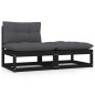 vidaXL Set de muebles de jardín 2 pzas con cojines madera pino negro vidaXL Set de muebles de jardín 2 pzas con cojines madera pino negro