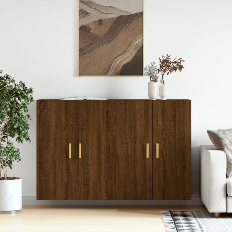 vidaXL Armarios de pared 2 uds madera de ingeniería marrón roble vidaXL Armarios de pared 2 uds madera de ingeniería marrón roble