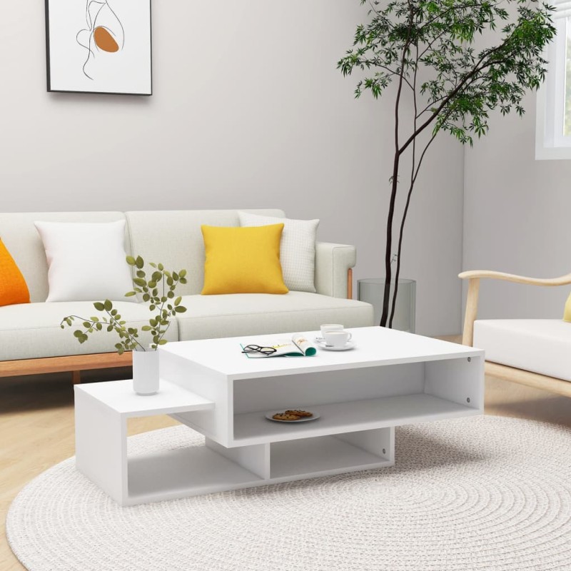 vidaXL Mesa de centro madera contrachapada blanco 105x55x32 cm vidaXL Mesa de centro madera contrachapada blanco 105x55x32 cm