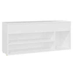 vidaXL Banco zapatero de madera contrachapada blanco 105x30x45 cm