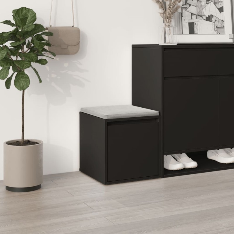 vidaXL Cajón taburete madera de ingeniería negro 40,5x40x40 cm vidaXL Cajón taburete madera de ingeniería negro 40,5x40x40 cm