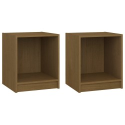 vidaXL Mesita noche 2 uds madera pino marrón miel 35,5x33,5x41,5cm