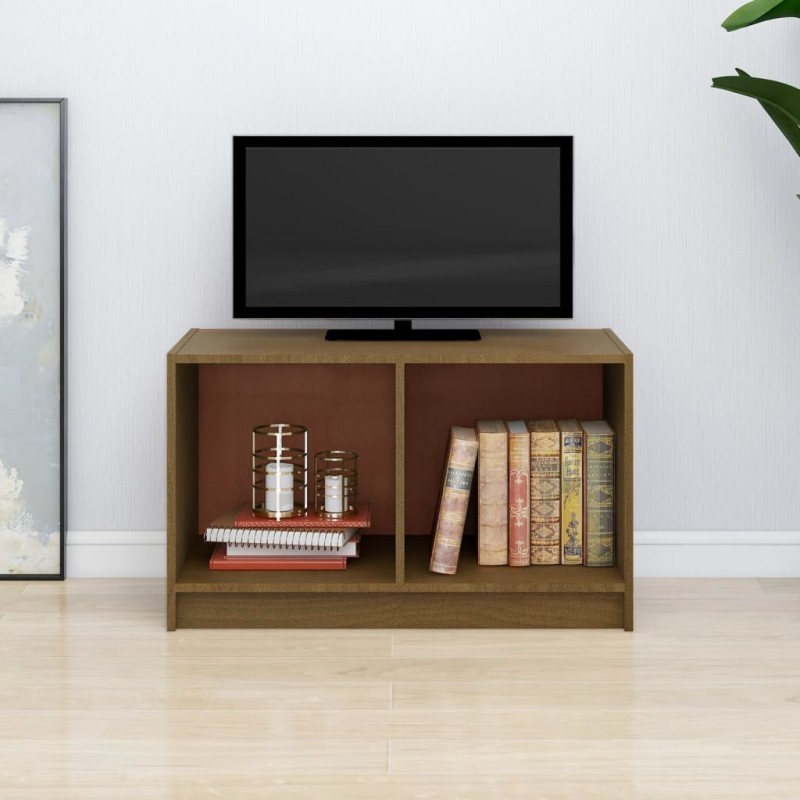 vidaXL Mueble de TV de madera maciza de pino marrón miel 70x33x42 cm vidaXL Mueble de TV de madera maciza de pino marrón miel 70x33x42 cm