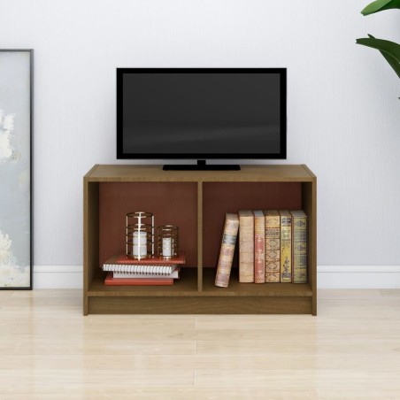 vidaXL Mueble de TV de madera maciza de pino marrón miel 70x33x42 cm