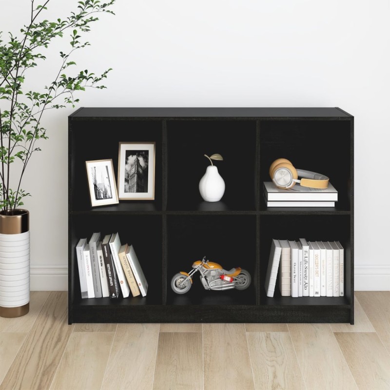 vidaXL Estantería de madera maciza de pino negra 104x33x76 cm