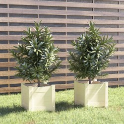 vidaXL Jardineras 2 uds madera maciza de pino blanco 31x31x31 cm 
