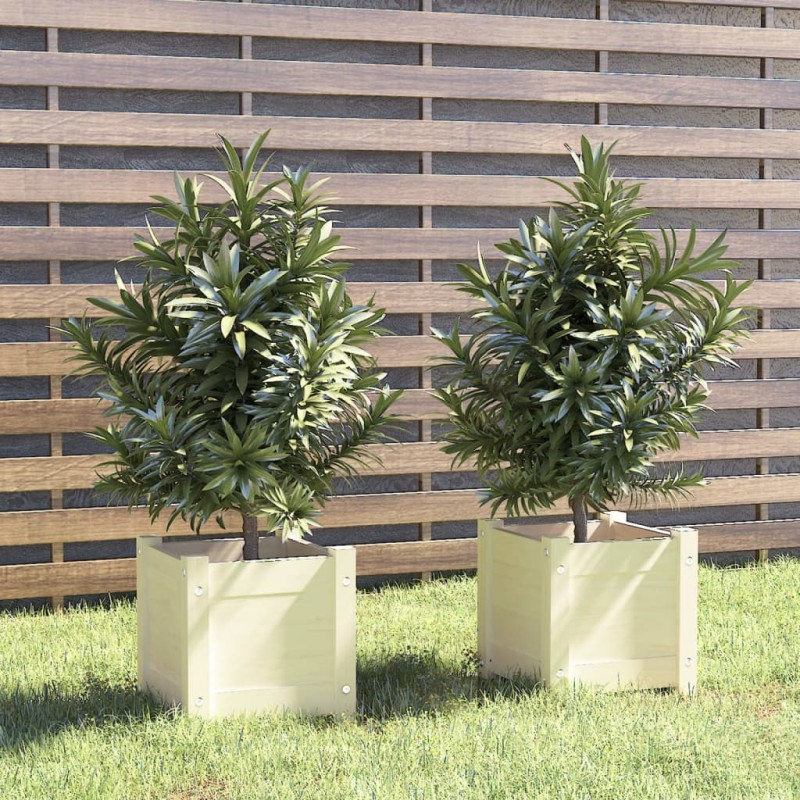 vidaXL Jardineras 2 uds madera maciza de pino blanco 31x31x31 cm vidaXL Jardineras 2 uds madera maciza de pino blanco 31x31x31 cm