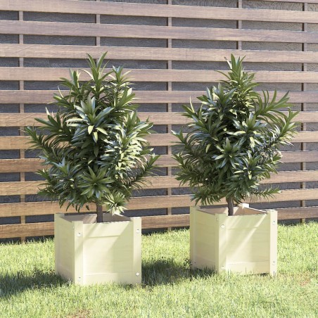 vidaXL Jardineras 2 uds madera maciza de pino blanco 31x31x31 cm 