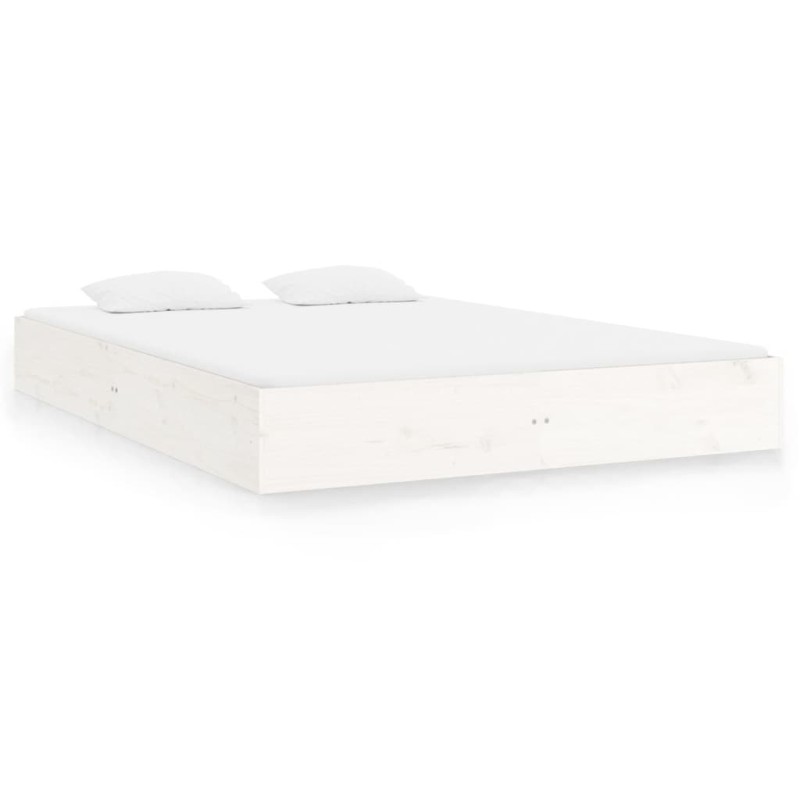vidaXL Estructura de cama de madera maciza blanca 140x200 cm vidaXL Estructura de cama de madera maciza blanca 140x200 cm